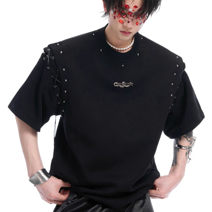 Niche Deconstruction Lace-up Cutout Short Sleeve