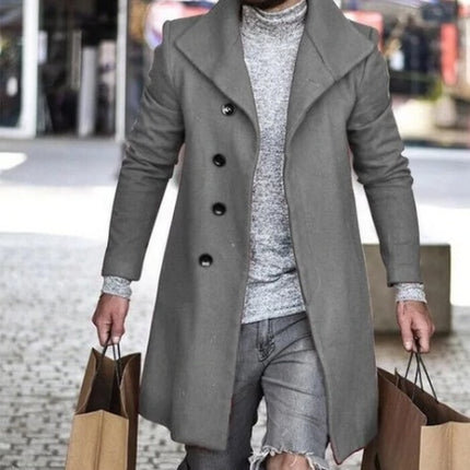 Woolen Coat Mid Length Men's Trench Coat
