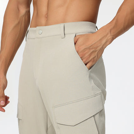 Straight Elastic Wear Resistance Multi-pocket Cargo Pants Men