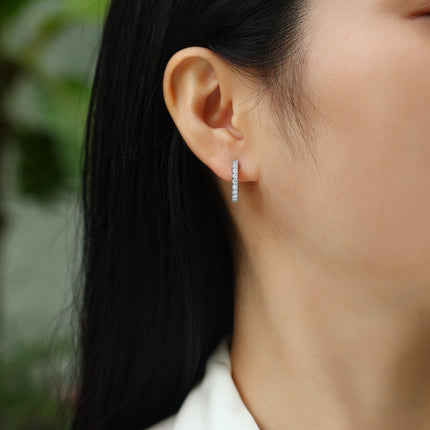 Modern Guide - Premium Moissanite Luxury Fashion Light Luxury Jewelry Silver Stud Earrings S925 Silver Plated Platinum