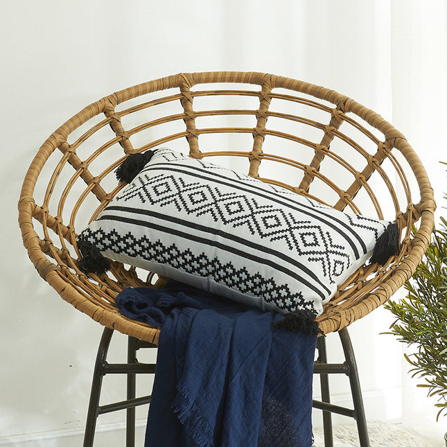 Nordiese Marokko Chenille Geometriese Sierkussing Jacquard Kwastjie