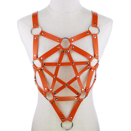 Pentacle body leather jacket