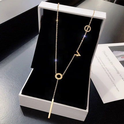 Niche Letter Tassel Titanium Steel Necklace For Women