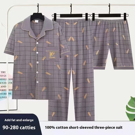 Men's Pajamas Short-sleeved Three-piece Suit