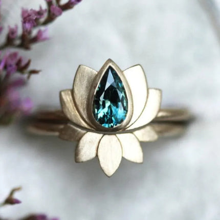 Retro Kreatiewe Ontwerp Nis Lotusblom Ring