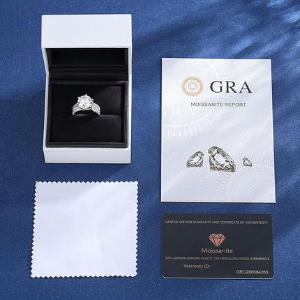 5ct Moissaniet Verloofringe Vir Vroue, 11MM Middelsteen, D Kleur VVS1 Geskape Moissaniet Trou Belofte Voorstelringe Vir Vroue Haar, Verjaardag Luukse Bruidsgeskenk