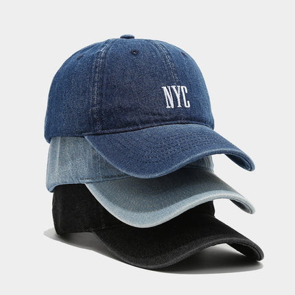 American Retro Denim Alphabet Peaked Cap