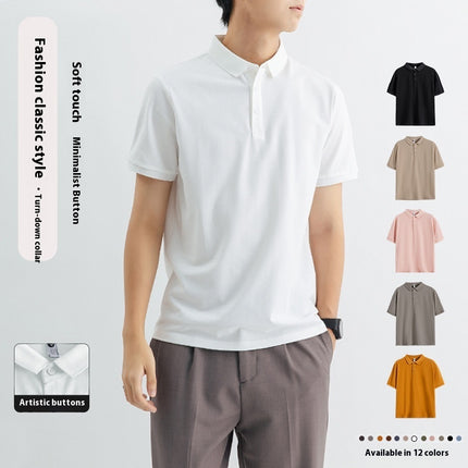 High-end Knitted Polo Shirt Short-sleeved Men's High-end Sense