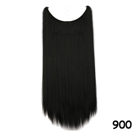 S-noilite 20 inches Invisible Wire No Clips in Hair Extensions Secret Fish Line Hairpieces Silky Straight Synthetic