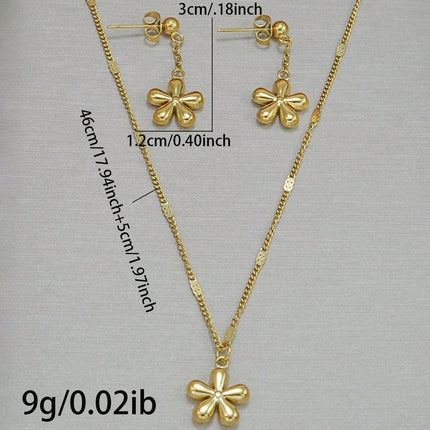 Lxalry 18K Gold Plated Floral Carved Mirror Jewelry Set  Hypoallergenic Skin Safe Necklace   Earrings For Daily Evening  Never Fade Luxury Gift With Precision Cast Petals