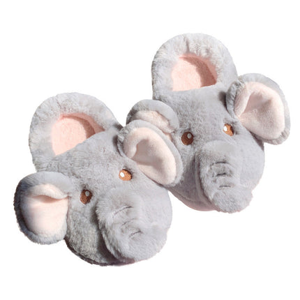 Creative Three-dimensional Elephant Winter Cotton Slippers Female Plush Warm