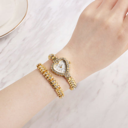 Mode Verpersoonlikte Diamant Dameshorlosie Hartvormige Strass