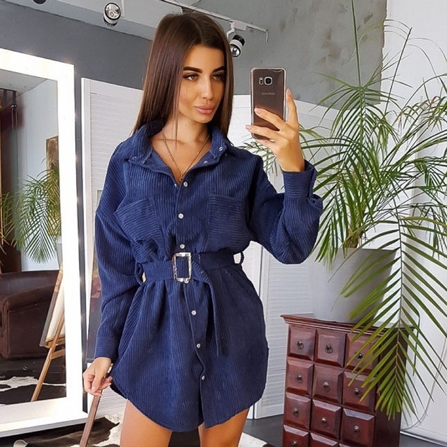 Corduroy Irregular Long Sleeve Shirt