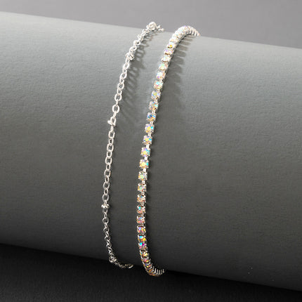 Vol-Kristal Veel-Laag Minimalistiese Vroue Mode Strass Enkelbandjie