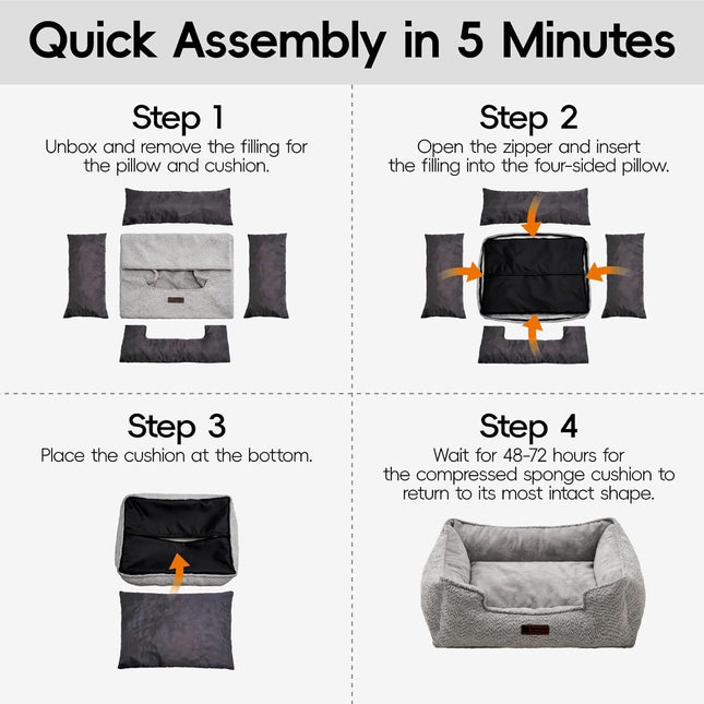 MEWOOFUN Medium Dog Bed - 31.5x23.6x9.5 Inch Washable Rectangle Pet Bed With Warming & Calming Features, Anti-Slip Bottom For Puppies