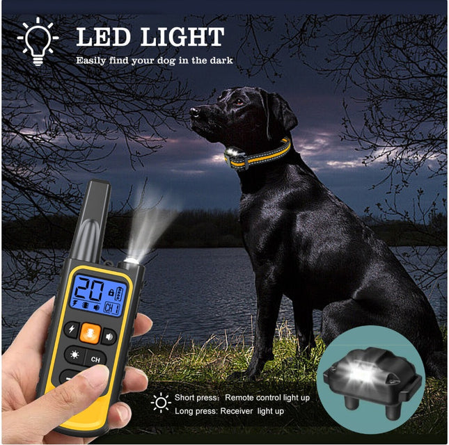El Dog Pet Training Collar Rechargeable Waterproof Electric Shock Anti Bark R800m