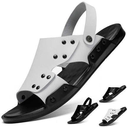 Men's Spring And Autumn Slippers Cowhide Large Size Beach Shoes Sandals