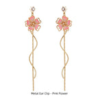 Metal Ear Clip Pink Flower