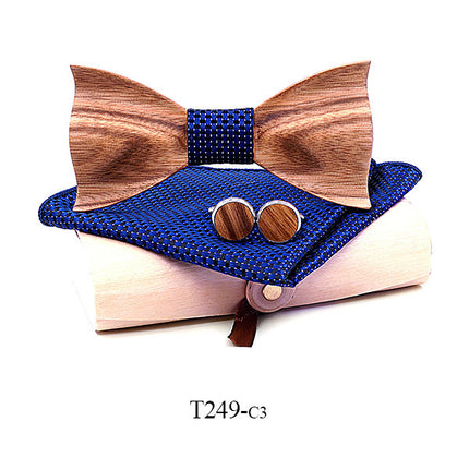 Zebra wood wooden bow tie