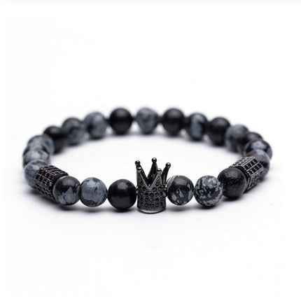 Natural stone micro crown inlaid copper bracelet white Zircon Bracelet beads bracelet Jewelry Trade electricity supplier sourcing