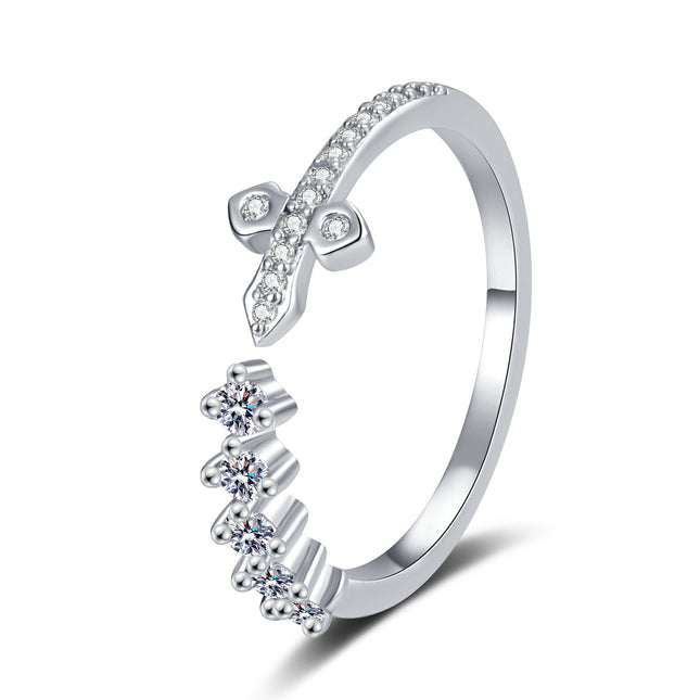 Womens Fashion Gold-Plated Ring With Micro-Paved Zirconia Stones