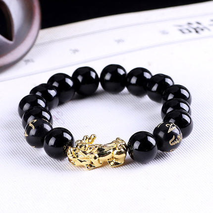 Obsidian 18K Goud Armband ses dapper woorde op hand en klein Pêrel vervoer geskenke groothandel