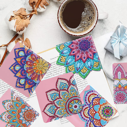 8 Stuks PU Leer Handgemaakte Vasplak Kristalle Mandala Hoekmerk