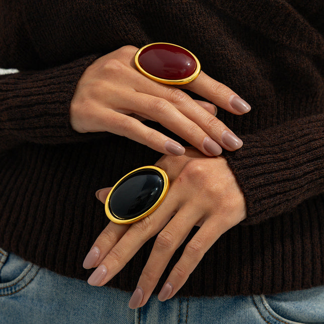 Nuwe Oordrewe Metaal Vintage Ingelegde Edelsteenring, Gepersonaliseerde Soet & Koel Premium Verstelbare Oop Ring
