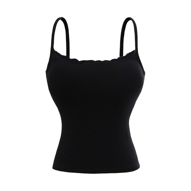 New Lace Edge Atmosphere Inner Wear Slim-fit With Brassiere Pad Sweet And Spicy Vest Bottoming Shirt