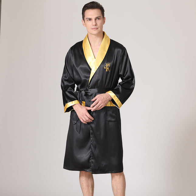 Men's Summer Silk Bathrobe Nightgown