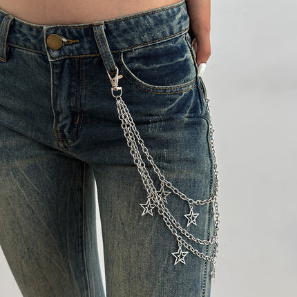 Punk Fashion Five-pointed Star Multi-layer Phants Zipper Jeans Ornaments