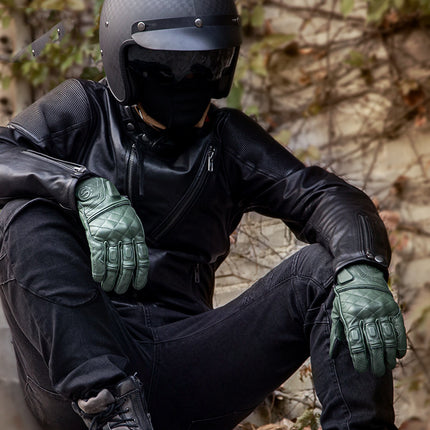 Men's Goat Leather Touch Screen Cycling Four Seasons Motorcycle Gloves