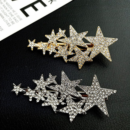 Volle Diamant Barrettes Kant Groot En Klein Pentagramme Kop