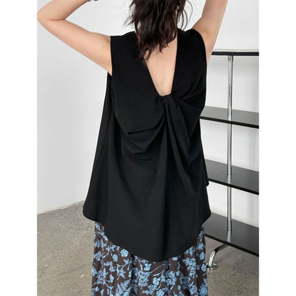 Round Neck Design Three-dimensional Twisted Vest Top
