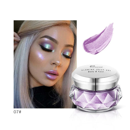 Glimlag Verligter Jellie Jel Meermin Oogskadu Gloei Liggaamsglitter Feesgrimering Iluminador Goue Vloeibare Verligter Bronser