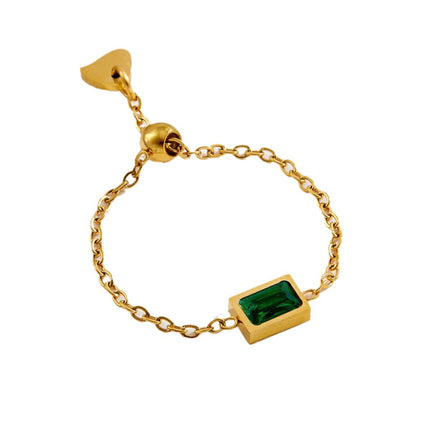 Modieuse En Elegante Groen Vierkantgesnyde Diamantring