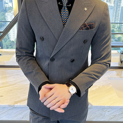 Double Breasted Business Slim Fit Casual Two-piece Suit
