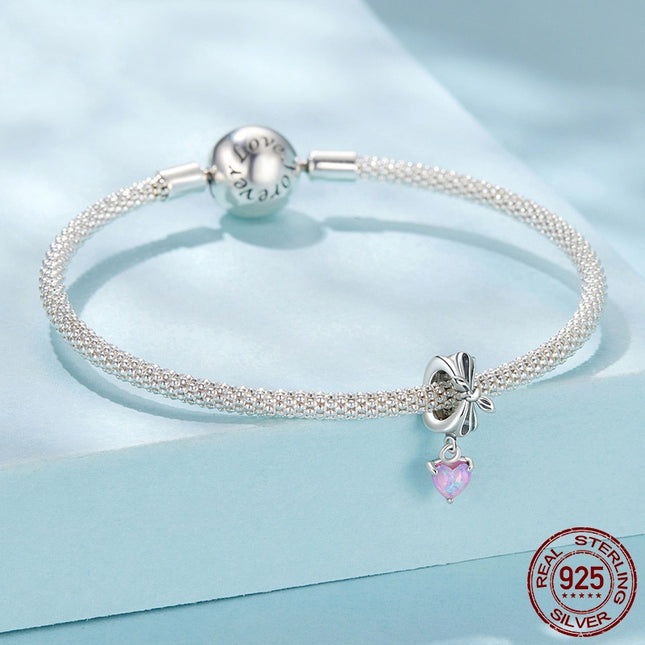 Opaal Strik Selfdoen Hanger S925 Liefdeshart In Sterling Silwer Krale