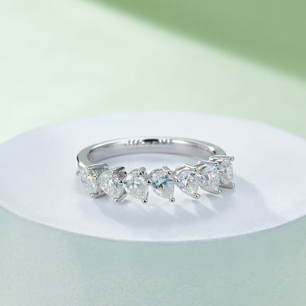 A Luxurious And Fashionable Light Luxury Jewelry Silver Ring Set With Top-quality Moissanite, S925 Silver Plated With Platinum