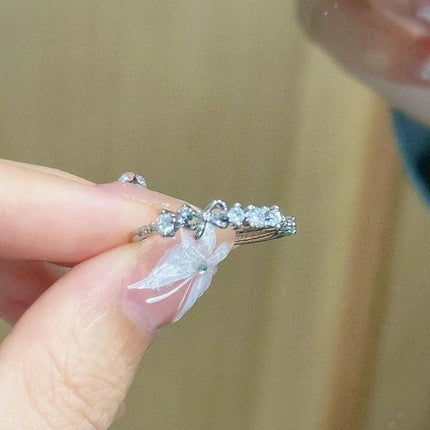 2PC  Sweetheart Bow Rings, Silver Best Friend Matching Rings, Niche Design Birthday Gift For Her