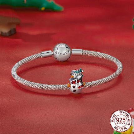 Sterling Silwer S925 Kersfees Sneeuman Armband Rygkrale