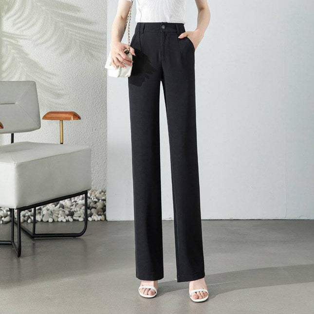 High Waist Drooping Slimming And Straight Ice Silk Women's Casual Suit Pants