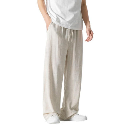 Linen Pants Men's Summer Loose Straight Casual Trousers