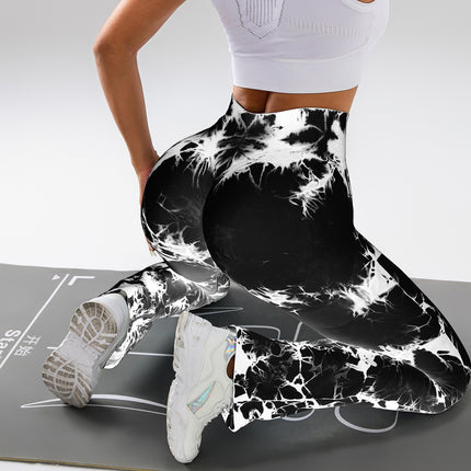 4 Pack Flared Yoga Leggings For Women High Waisted Tie-dye Print Butt Lifting Stretch Sports Workout Bodybuilding Pants, Seamless High Waisted Bootcut Yoga Leggings