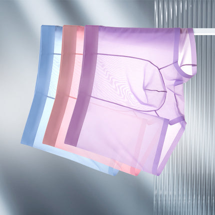 Ultra-thin Cool Ice Silk Breathable Traceless Transparent Hair Exposed Sexy Boxer