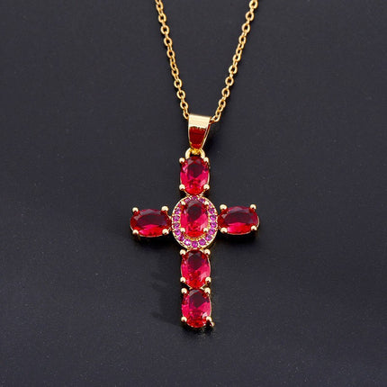 Fashionable Personalized Cross Pendant With Colorful Zircon