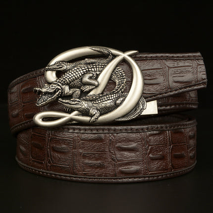 BeltCrocodile Buckle Men Belt Real Cowhide Automatic Buckle Casual