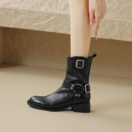 Women's Retro All-matching Chunky Heel Short Boots