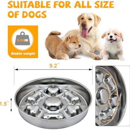 Slow Feeder Dog Bowls  Non-Slip Metal Dog Food Bowls With Heart And Bones Design For Small Medium Large Dogs