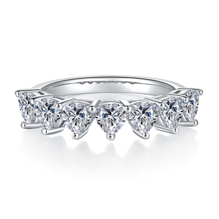 A Luxurious And Fashionable Light Luxury Jewelry Silver Ring Set With Top-quality Moissanite, S925 Silver Plated With Platinum